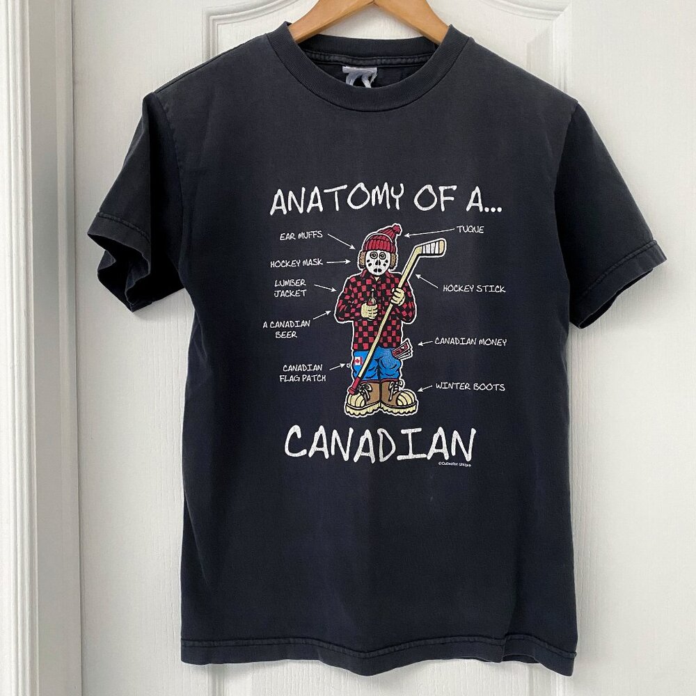 ๐งฟ 3 for $33 ๐งฟ UNISEX L - Anatomy of a Canadian Graphic T-Shirt ๐จ๐ฆ Black
